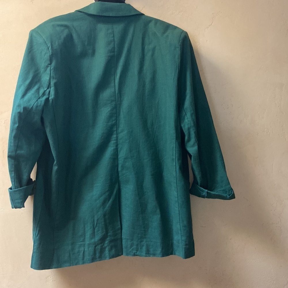 Sz S The Foxy Kind 100% Cotton Forest Green Oversized Blazer 69716 - Picture 8 of 10